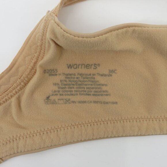 Warners 36C Bra 2055 Invisible Bliss Wireless T Shirt Solid Beige Lined Women - Picture 13 of 15